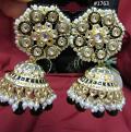 Indian Designer Golden Pearl Black Beads Jhumka Earrings